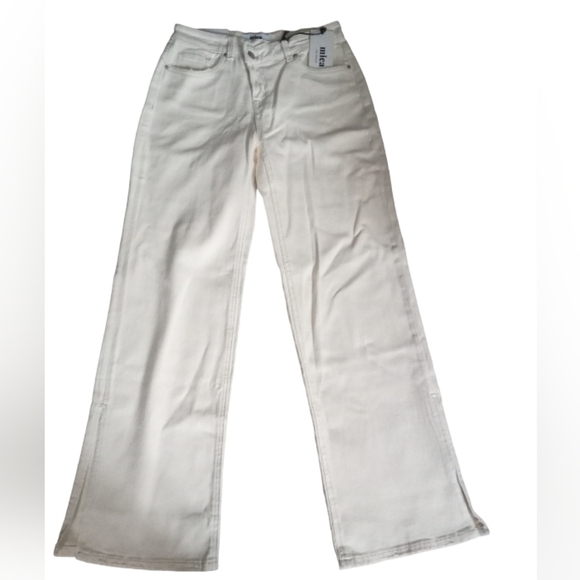 Mica Women's High Waisted Cream Flare Slit Wide Leg Jean NWT Size 24 - Picture 2 of 11